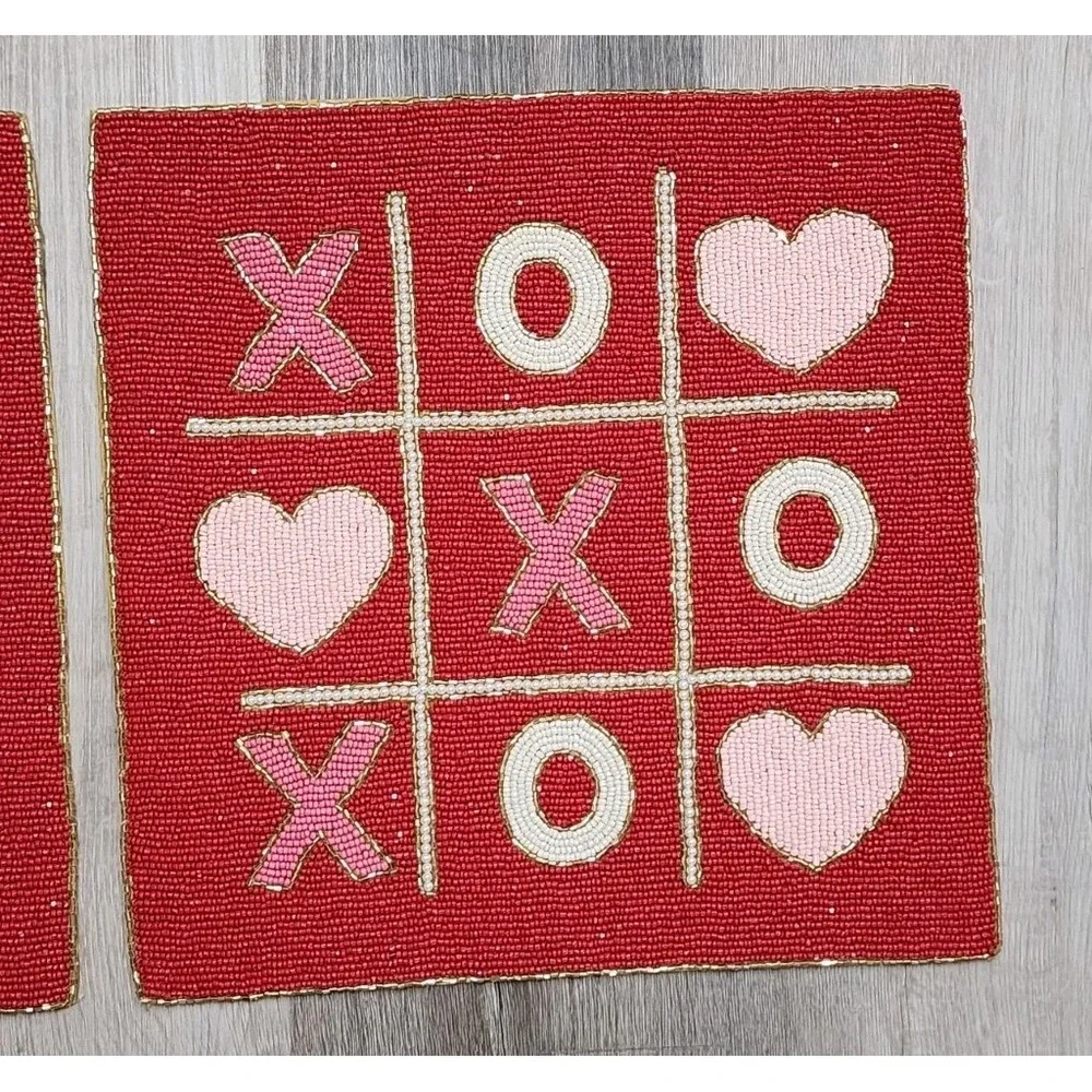 Valentines Day Hearts XOXO Beaded Placemat Charger Placemats 2 Pc‎ 14